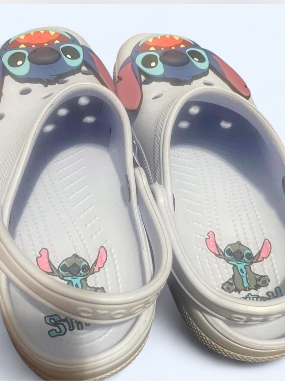 CROCS White Kids Mules with Colorful Cartoon Character